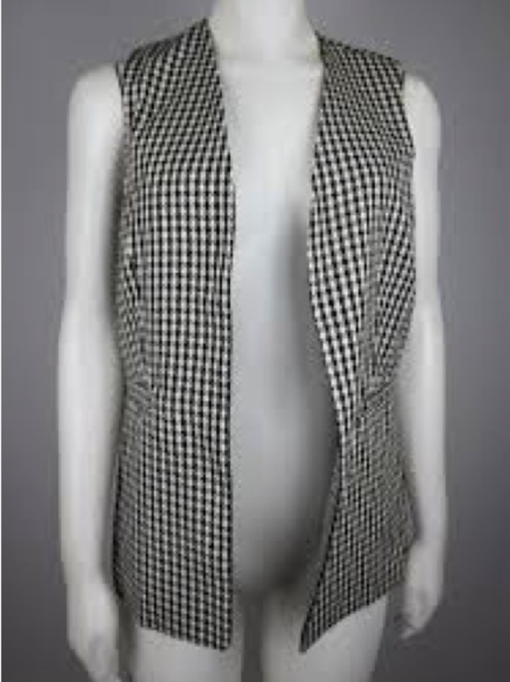 Sincerely Jules Black & White Houndstooth Sleeveless Blazer Vest - Picture 2 of 8